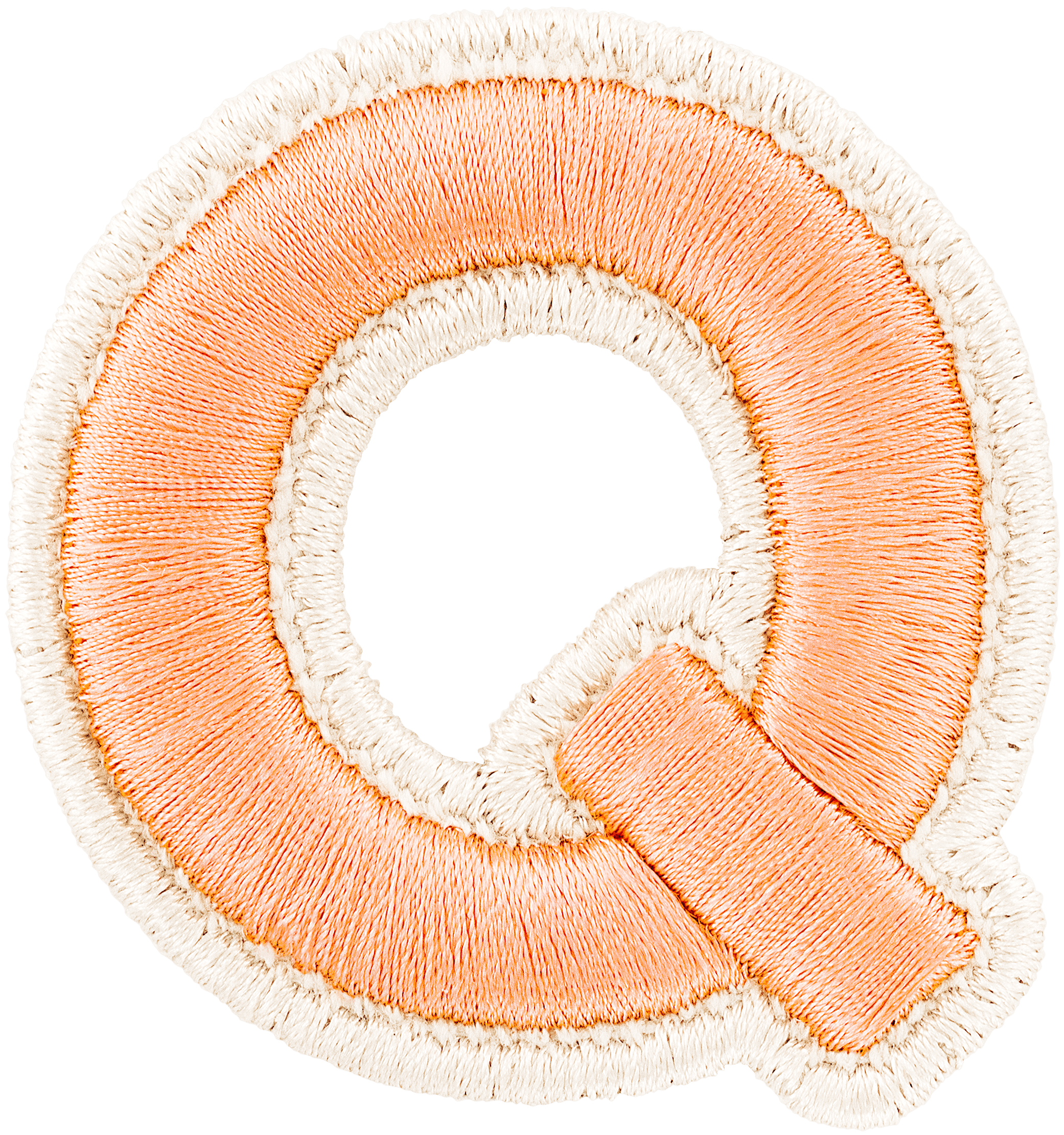 Peach Rolled Embroidery Letter Patch
