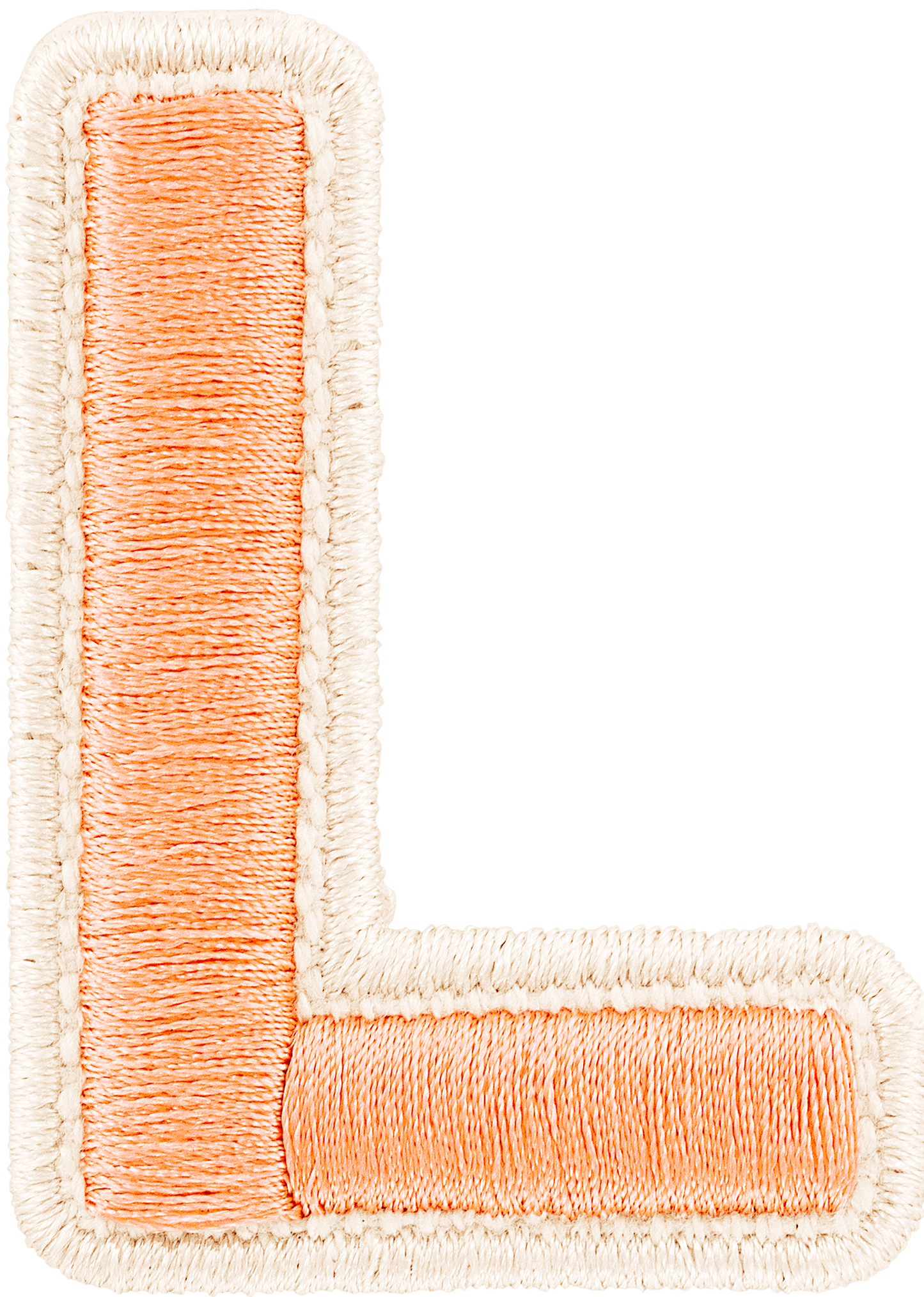 Peach Rolled Embroidery Letter Patch
