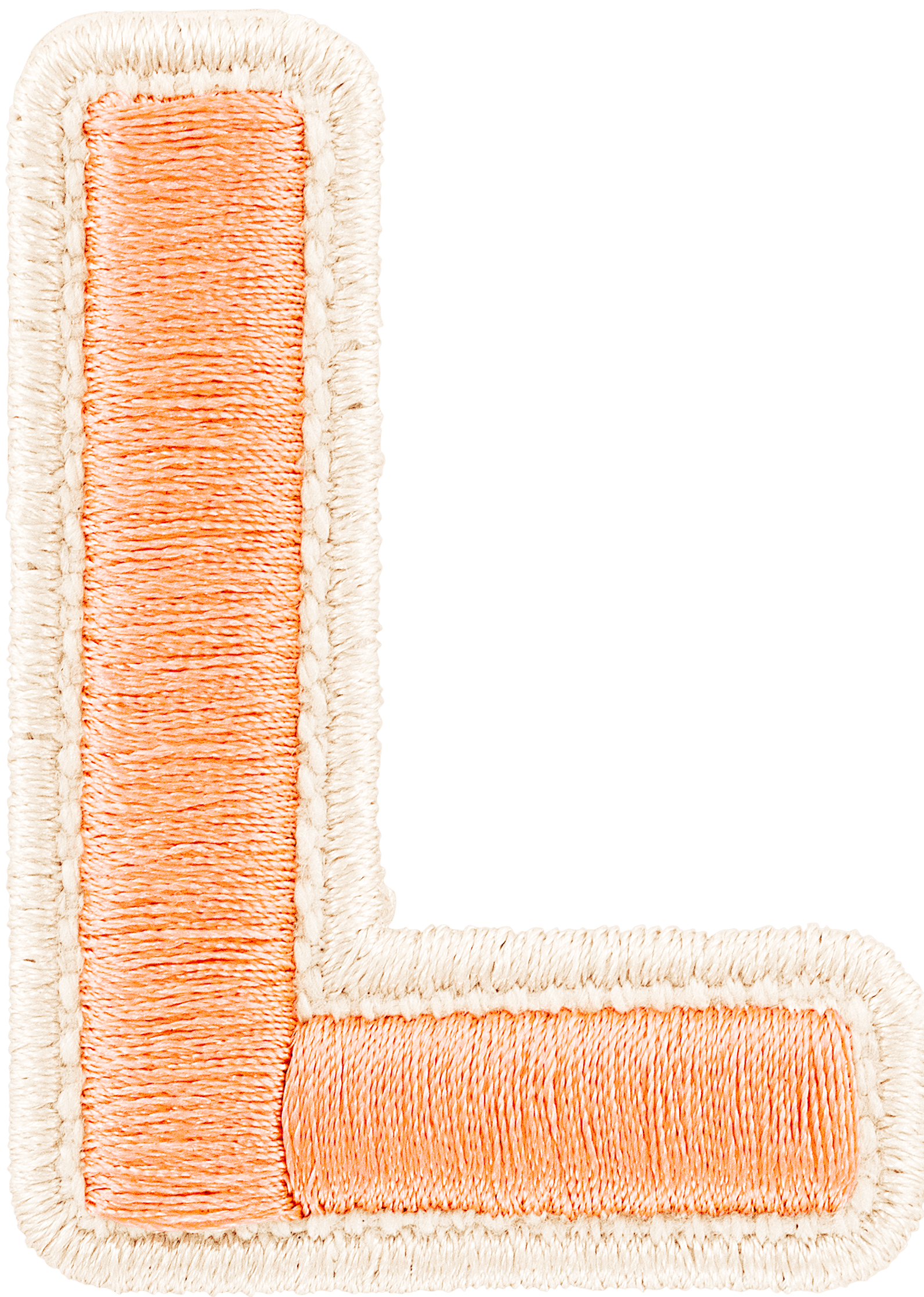 Peach Rolled Embroidery Letter Patch