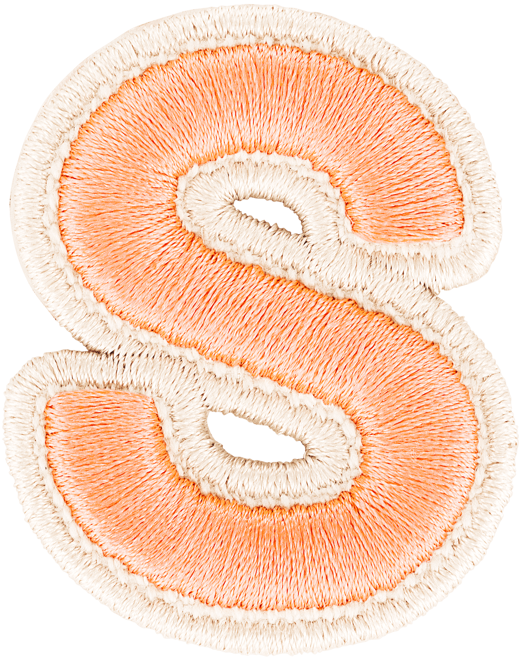 Peach Rolled Embroidery Letter Patch