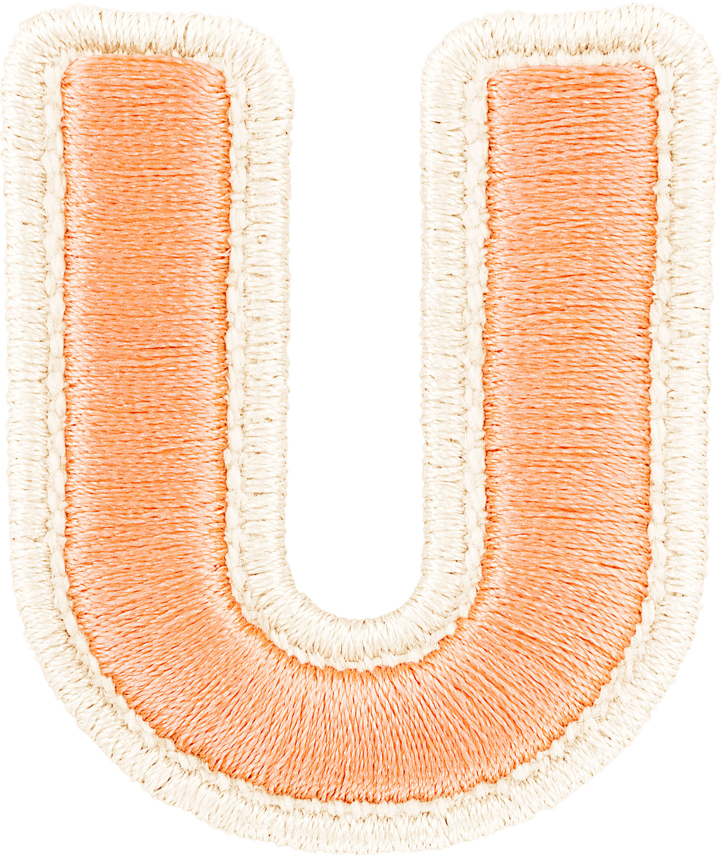 Peach Rolled Embroidery Letter Patch