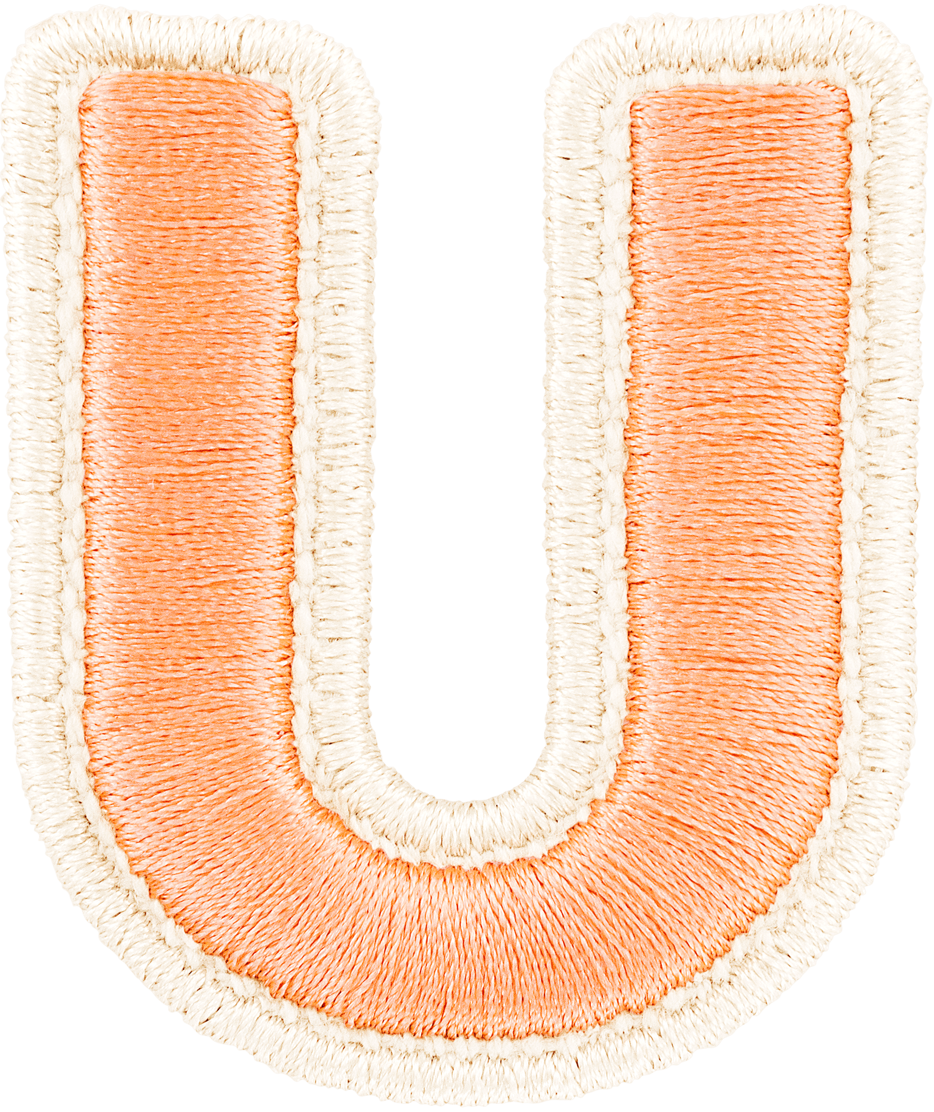 Peach Rolled Embroidery Letter Patch