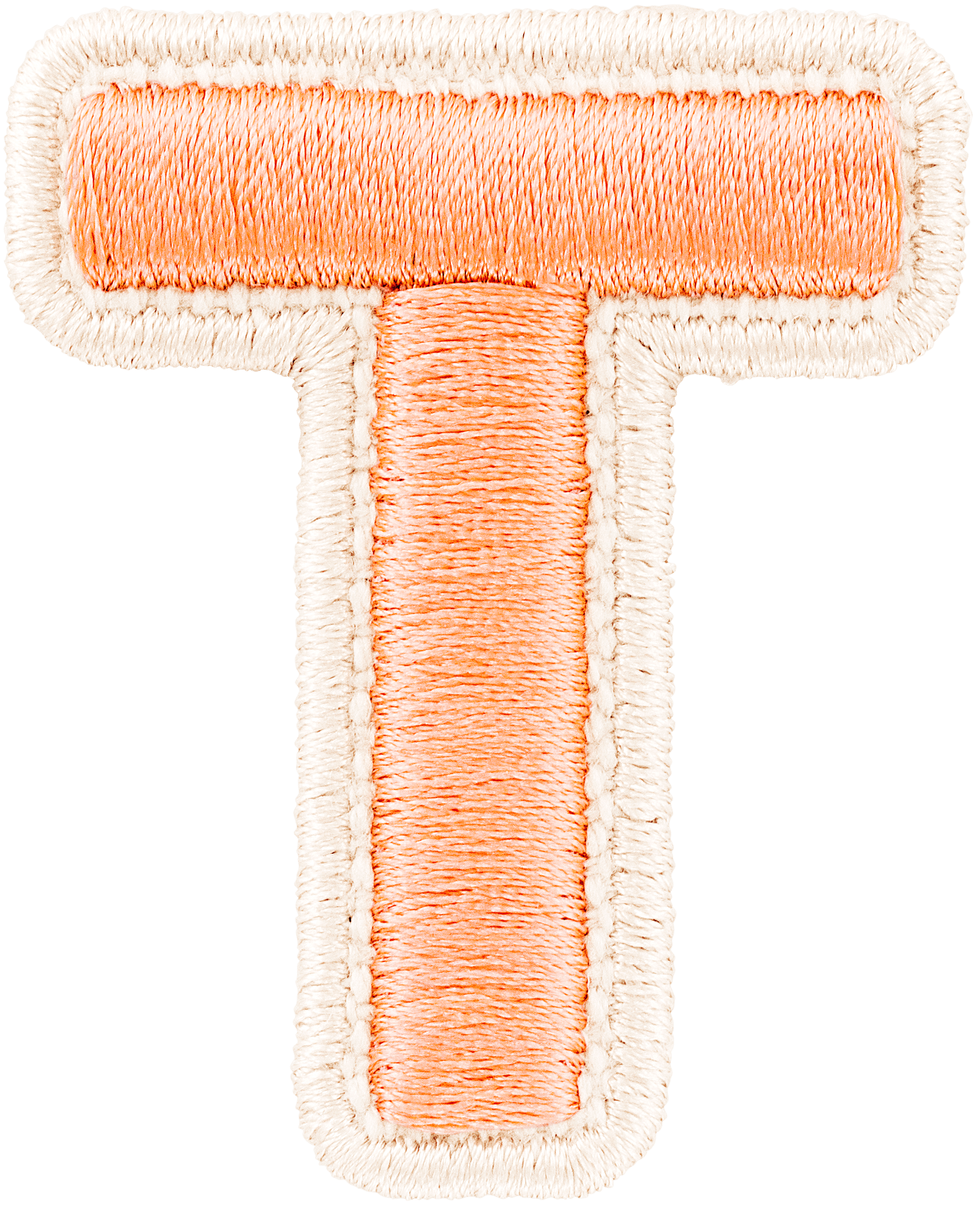 Peach Rolled Embroidery Letter Patch