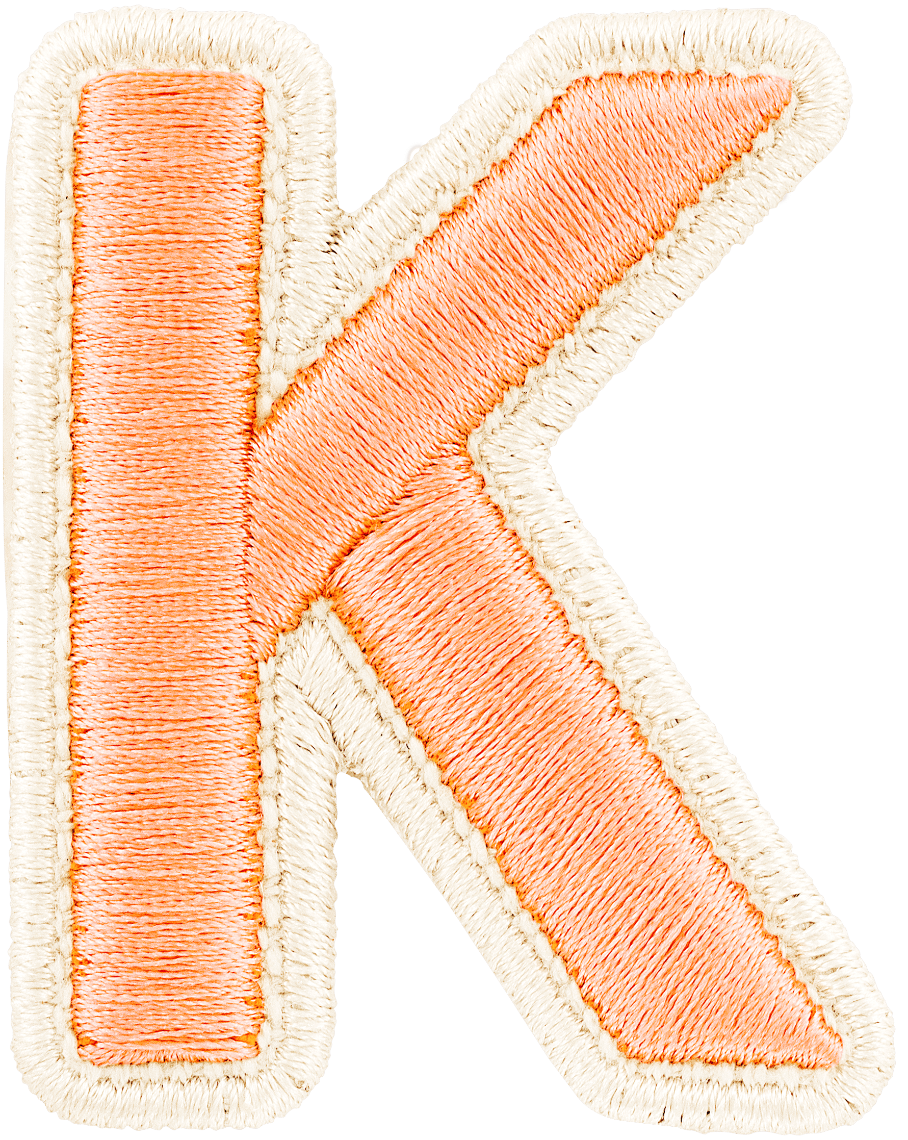 Peach Rolled Embroidery Letter Patch