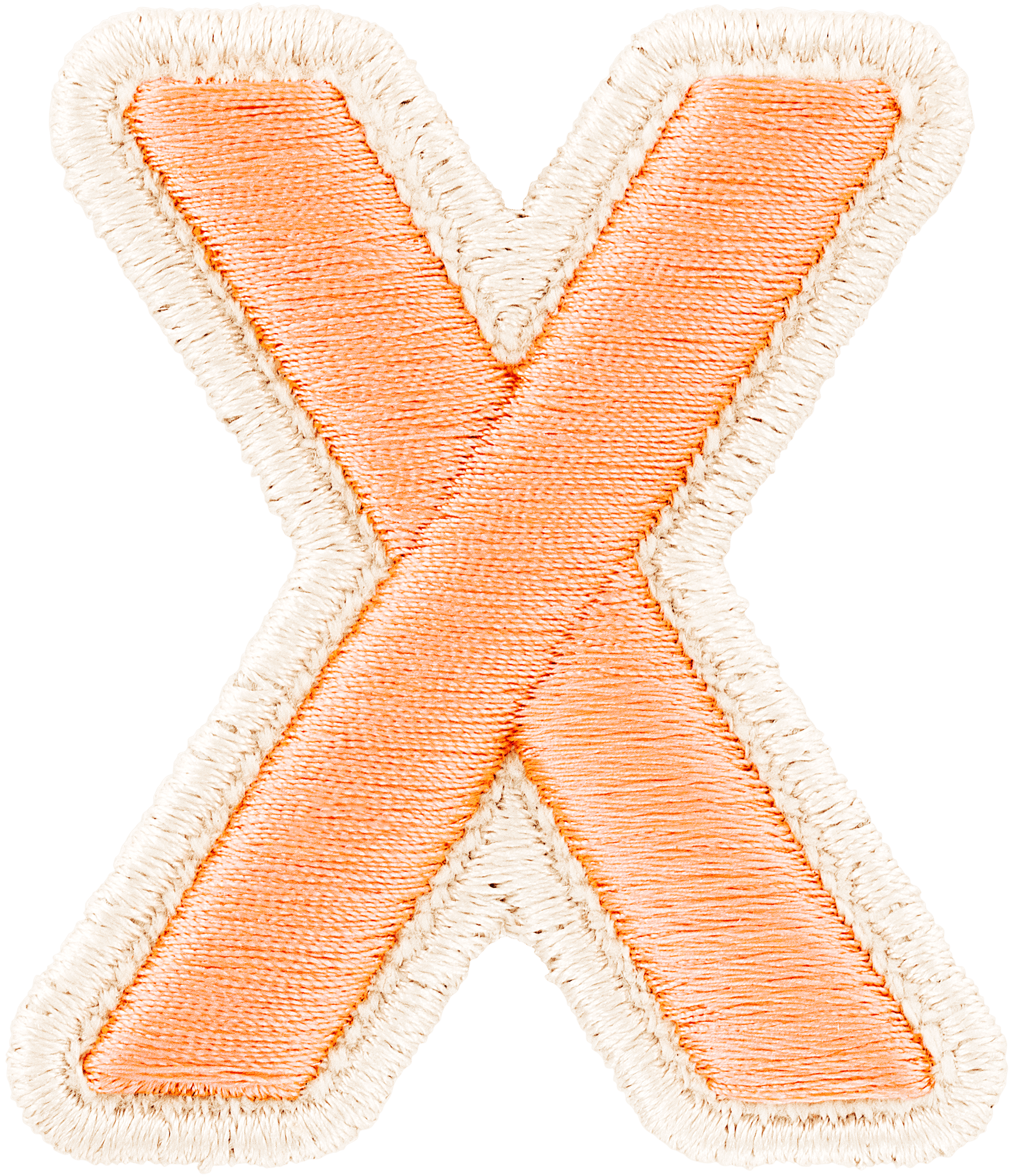 Peach Rolled Embroidery Letter Patch
