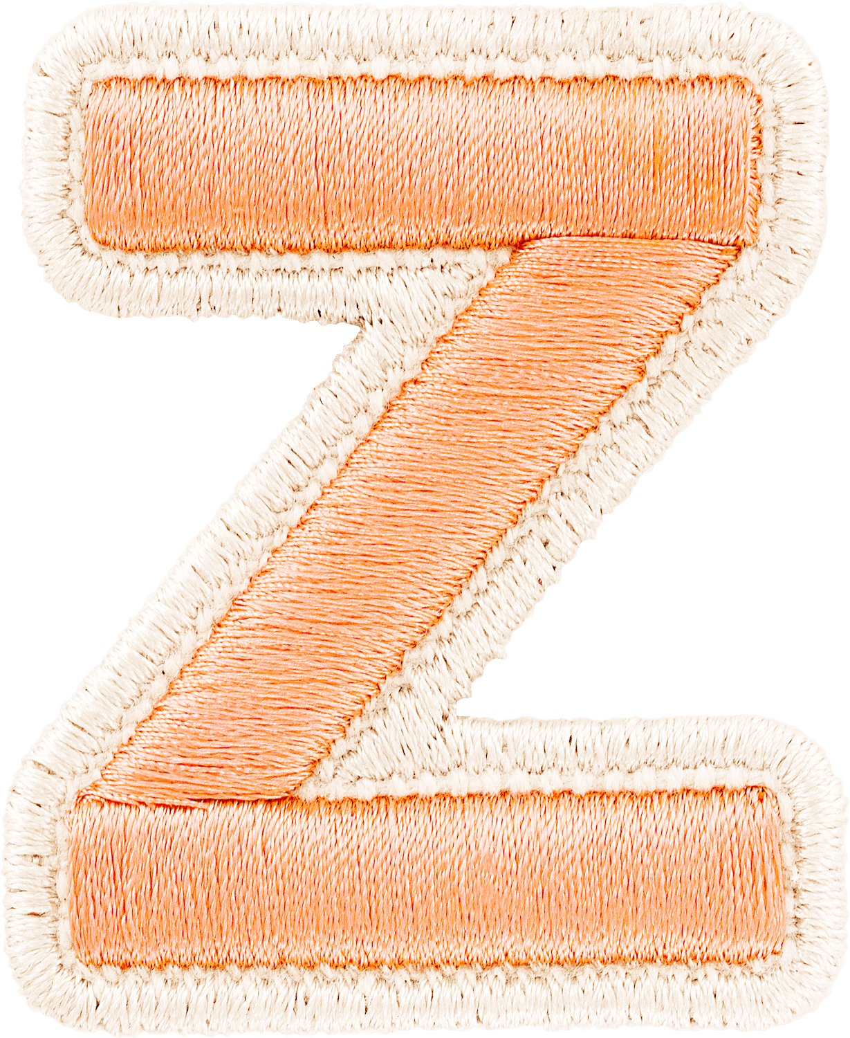Peach Rolled Embroidery Letter Patch