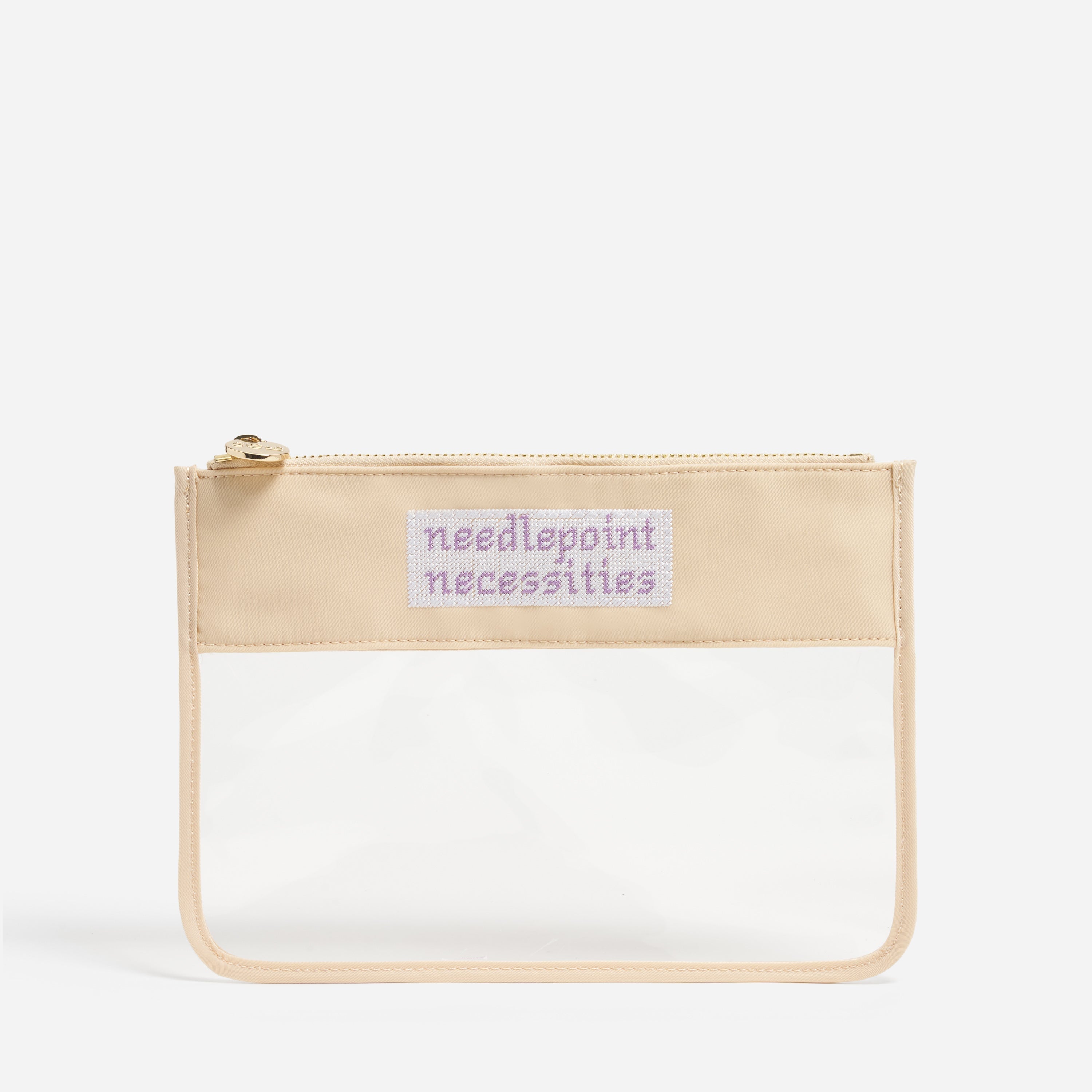 Needlepoint Necessities Embroidered Clear Flat Pouch