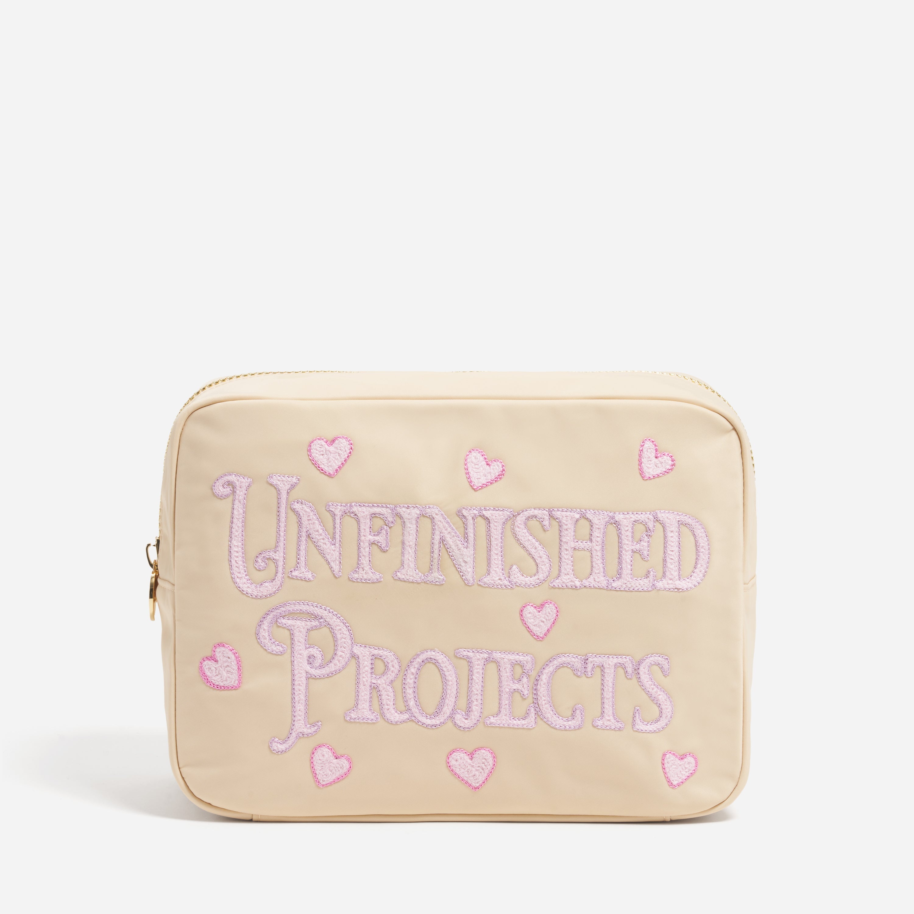 Hand Embroidered Unfinished Projects Large Pouch