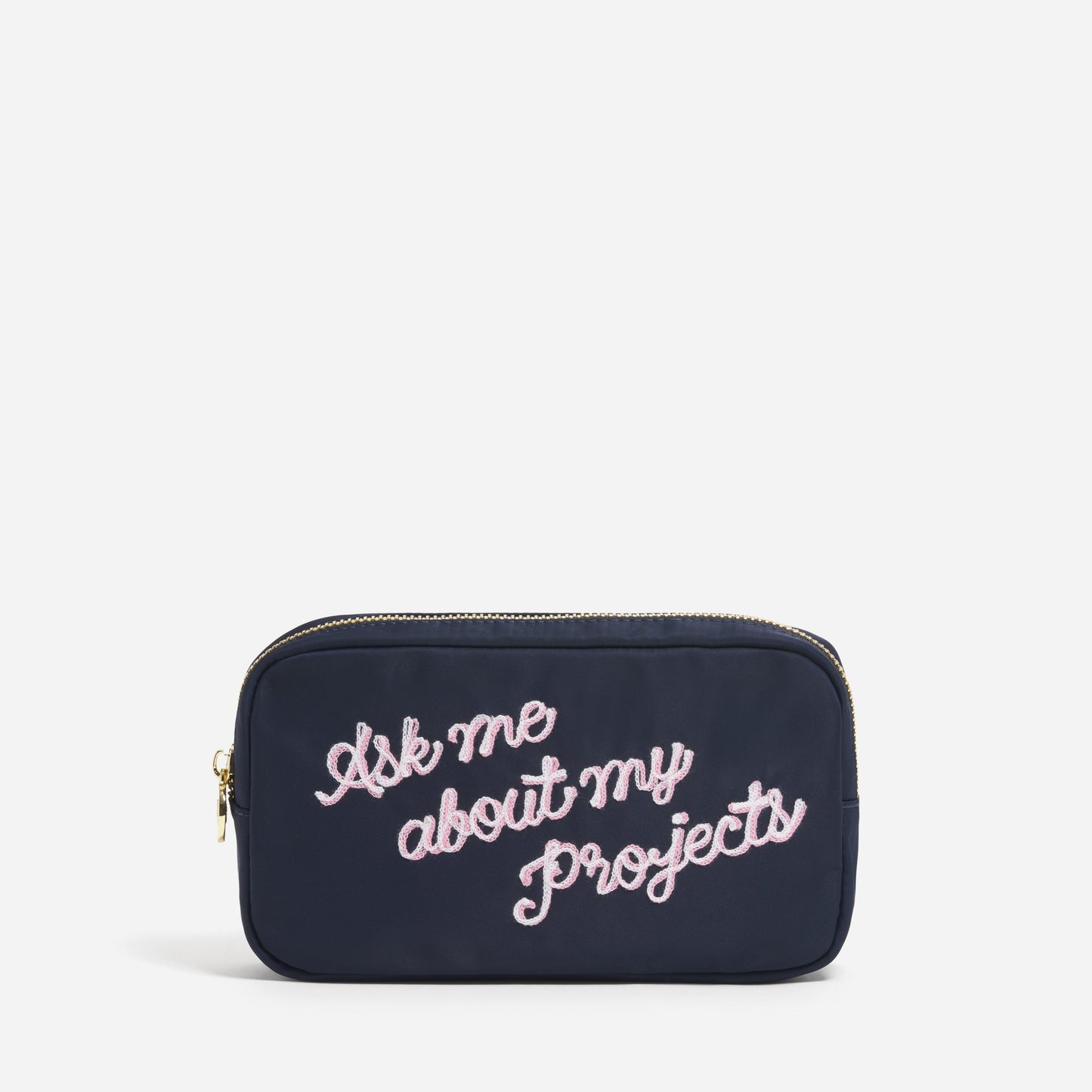 Hand Embroidered Ask Me About My Projects Small Pouch