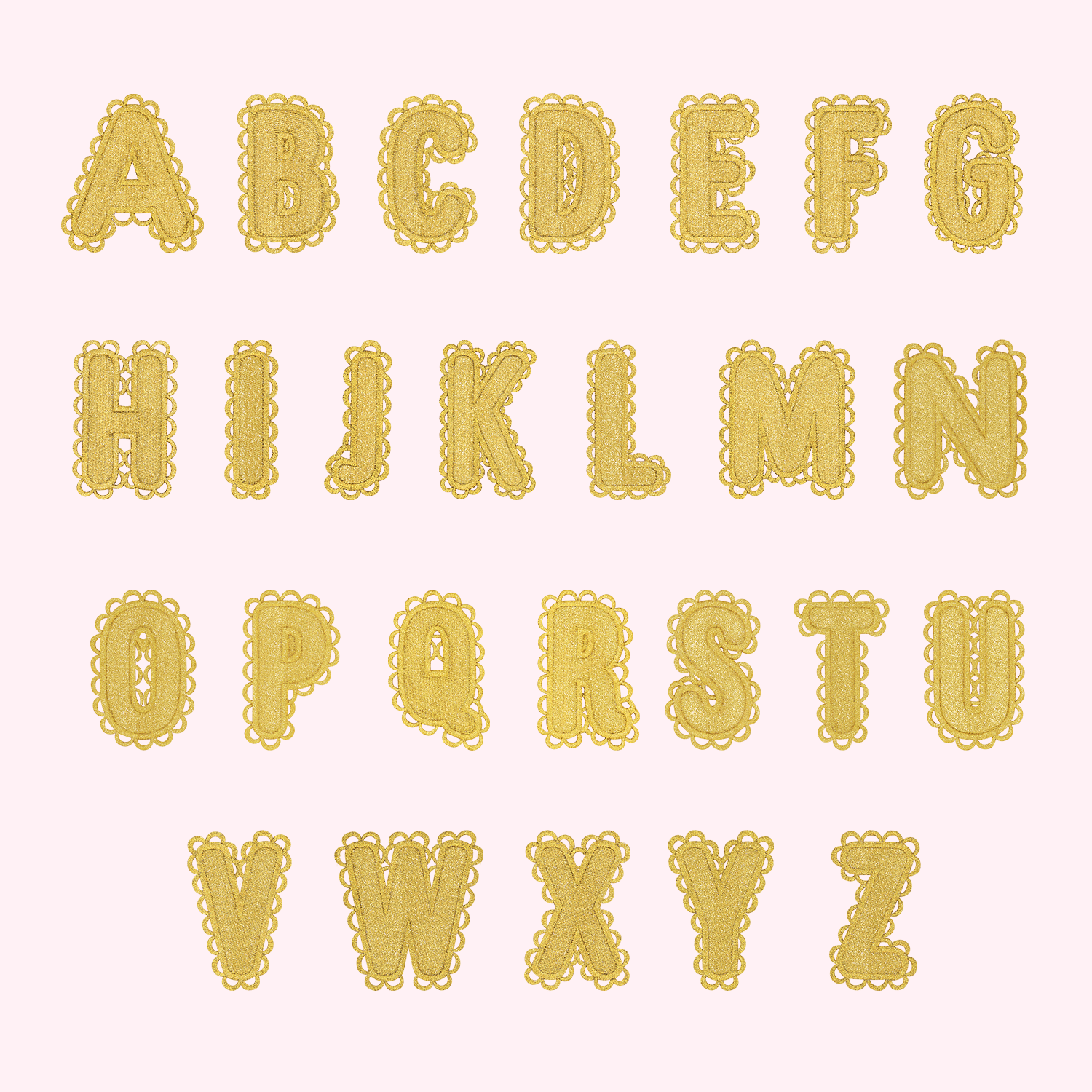 Scalloped Gold Letter Patch