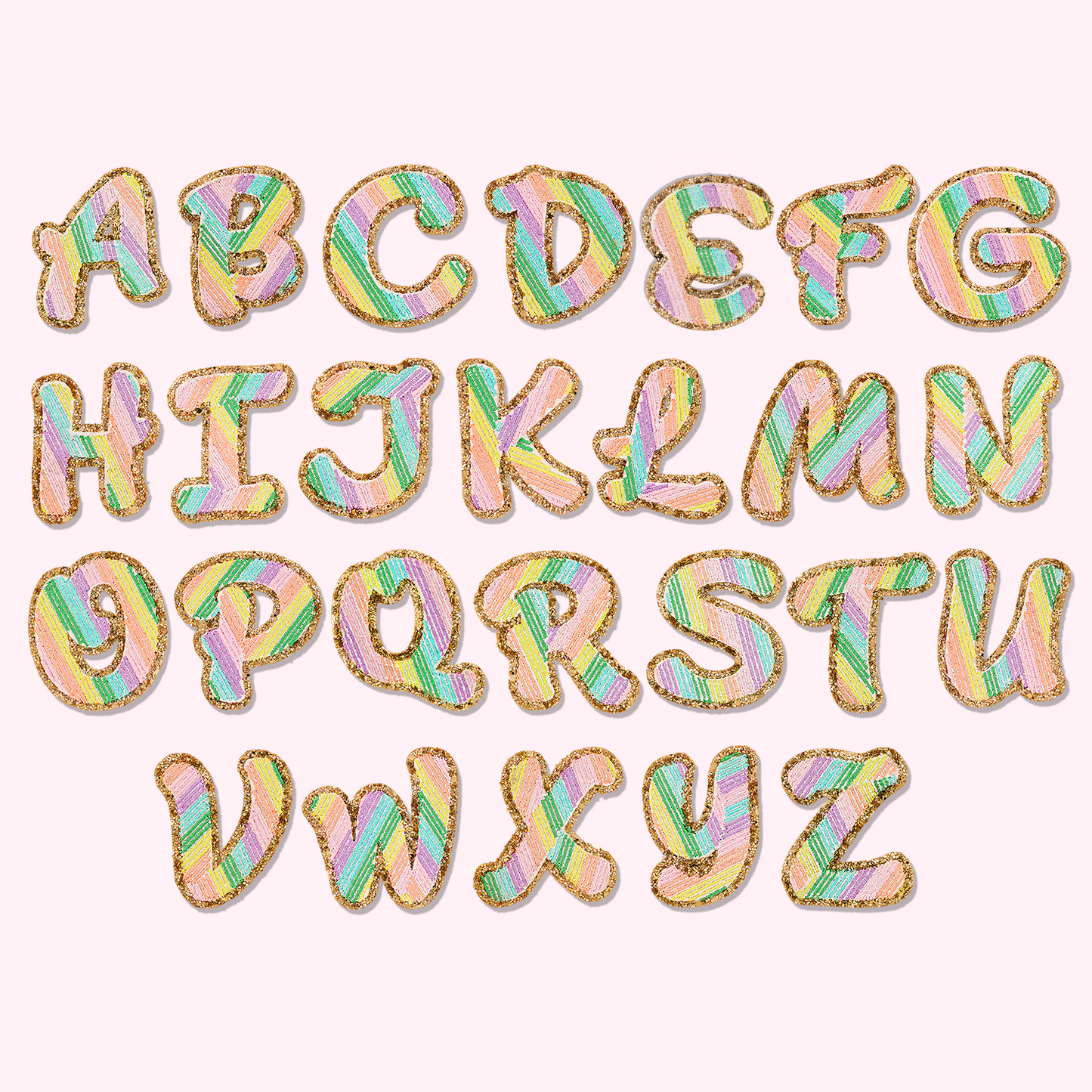 Glitter Rainbow Script Letter Patches
