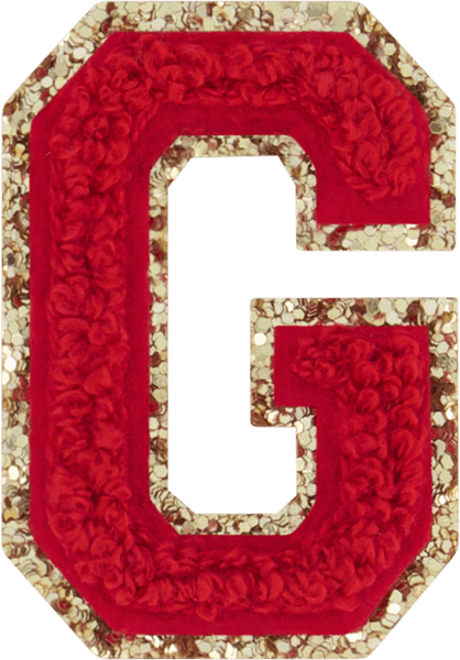 Ruby Glitter Varsity Letter Patch