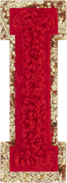 Ruby Glitter Varsity Letter Patch