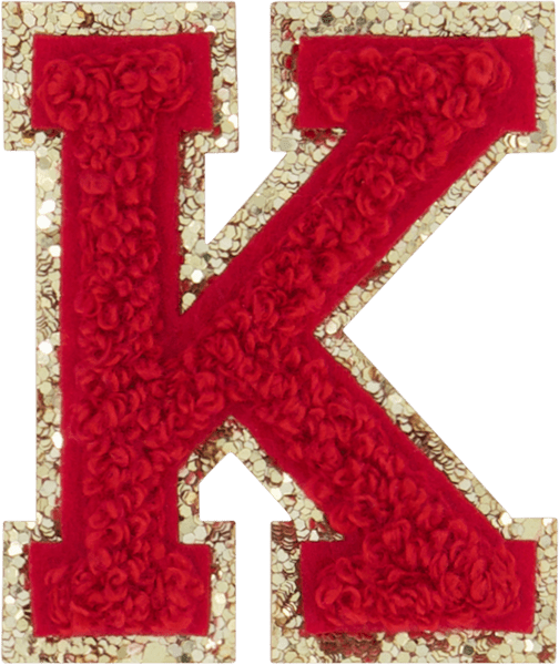 Ruby Glitter Varsity Letter Patch