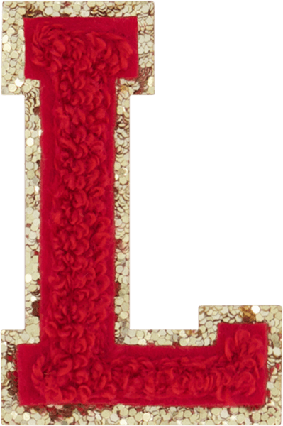 Ruby Glitter Varsity Letter Patch