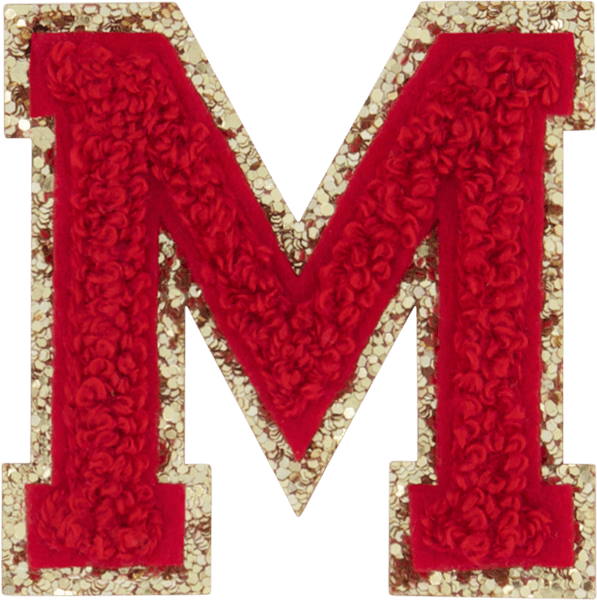 Ruby Glitter Varsity Letter Patch