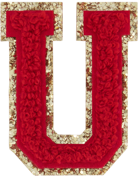 Ruby Glitter Varsity Letter Patch
