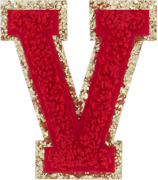 Ruby Glitter Varsity Letter Patch