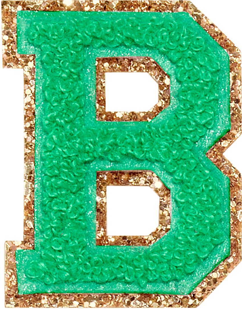 Avocado Glitter Varsity Letter Patches