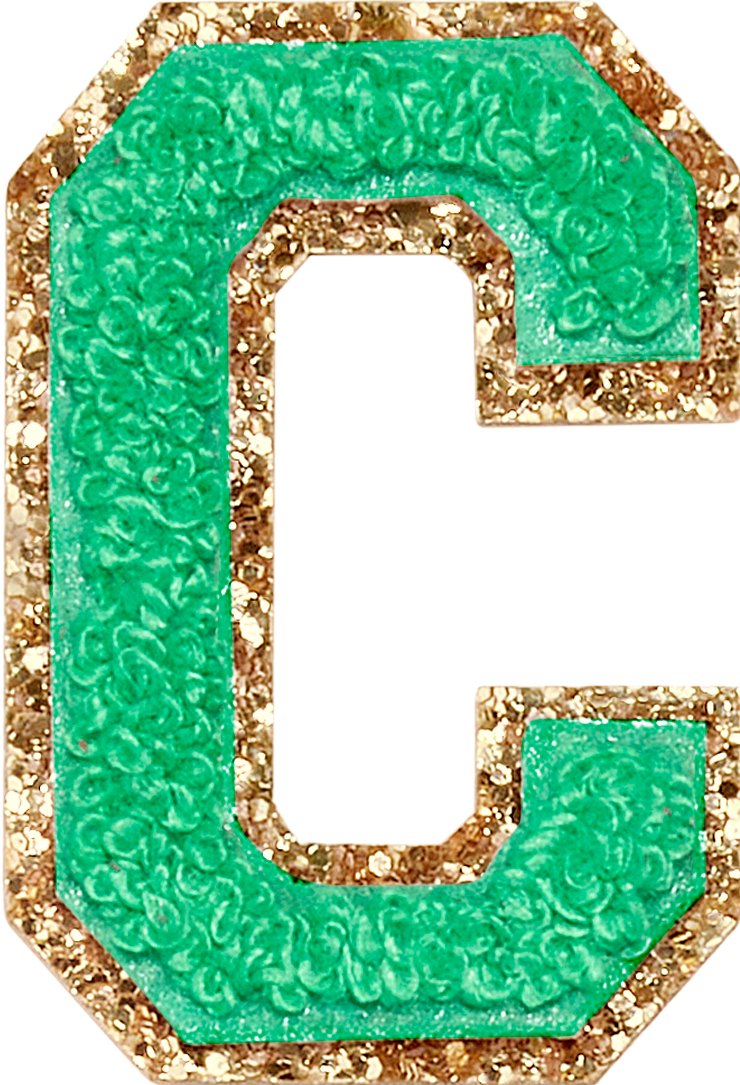 Avocado Glitter Varsity Letter Patches