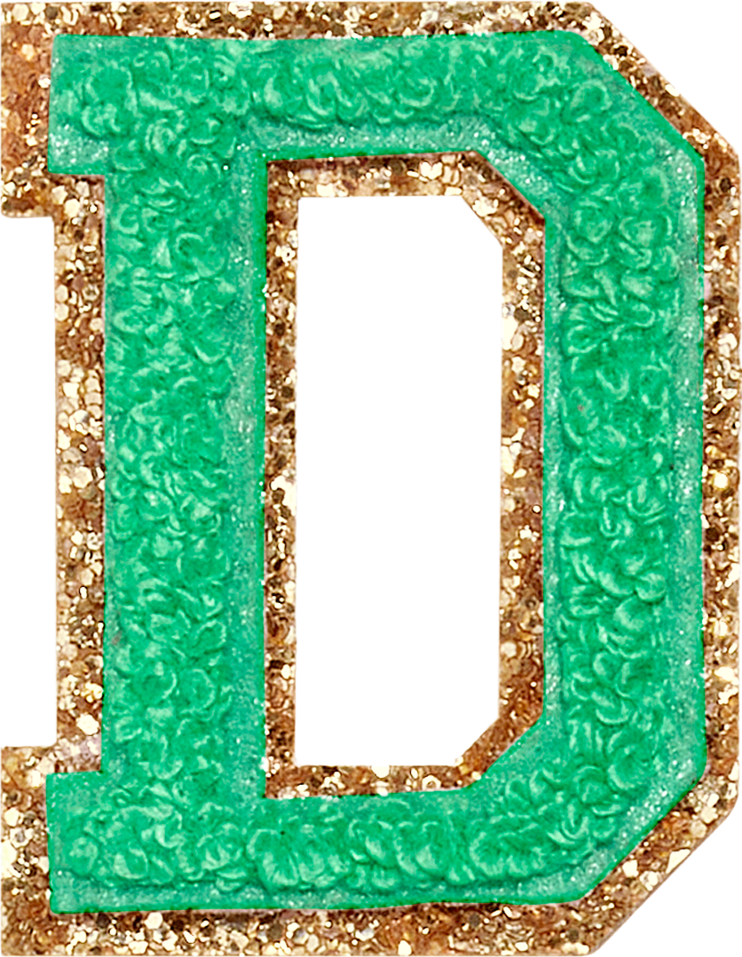 Avocado Glitter Varsity Letter Patches