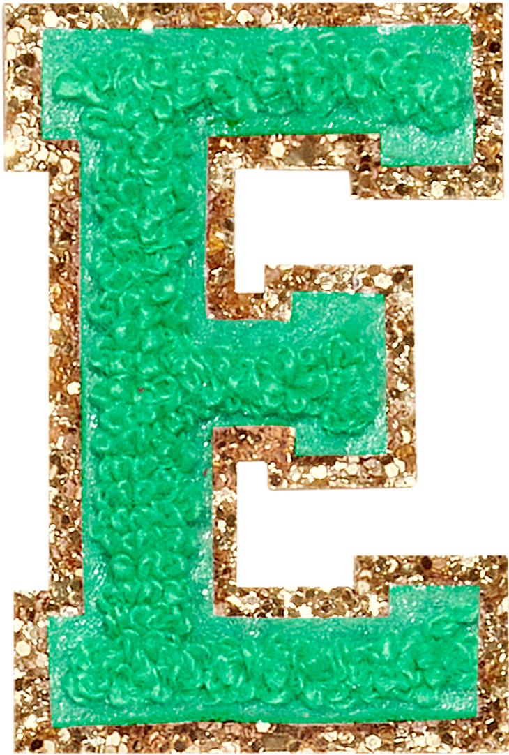 Avocado Glitter Varsity Letter Patches