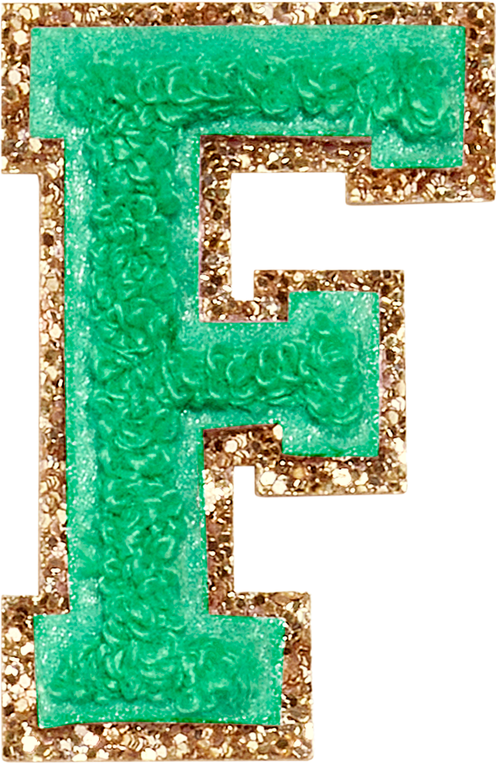 Avocado Glitter Varsity Letter Patches