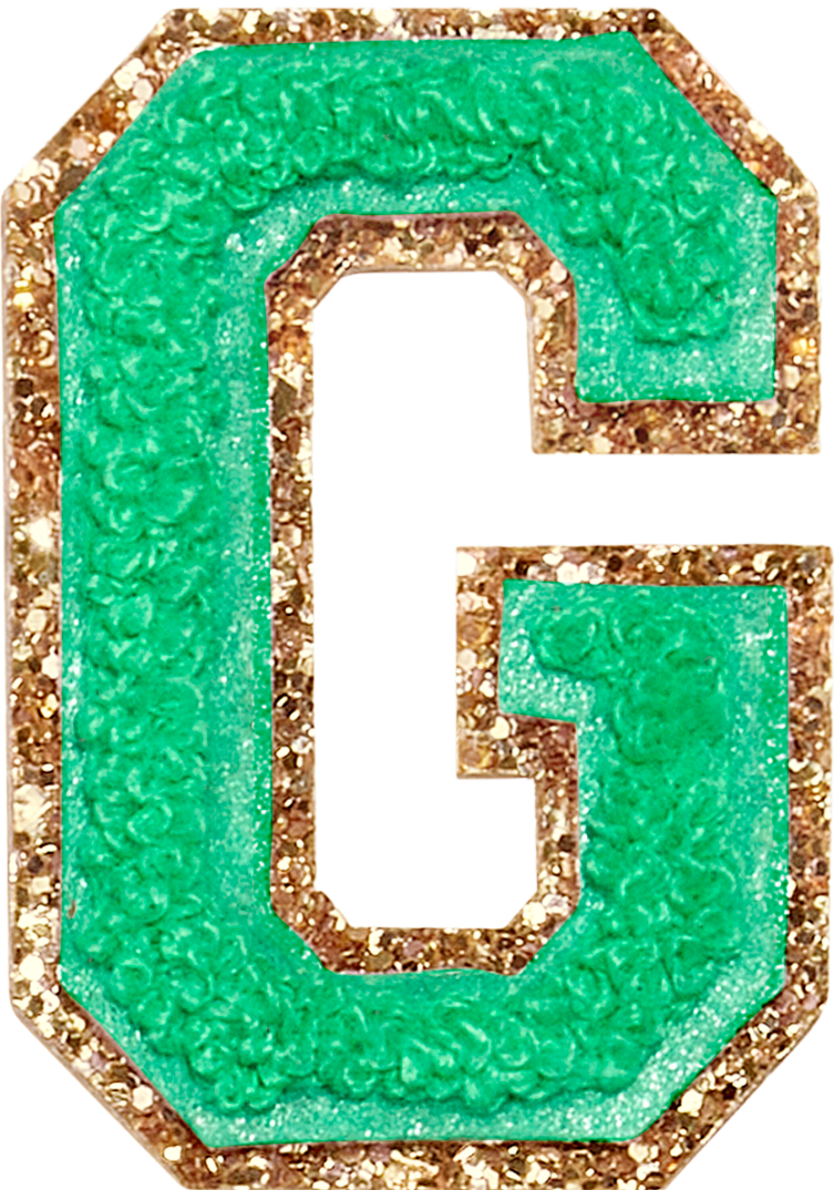 Avocado Glitter Varsity Letter Patches