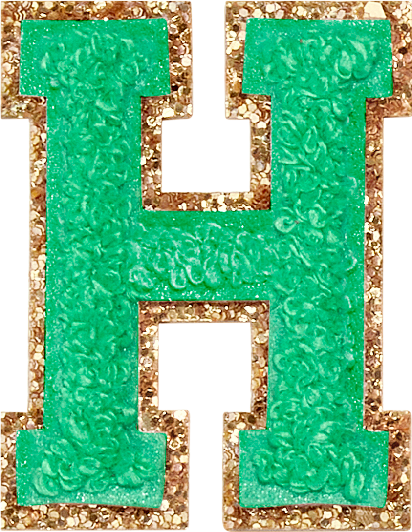 Avocado Glitter Varsity Letter Patches