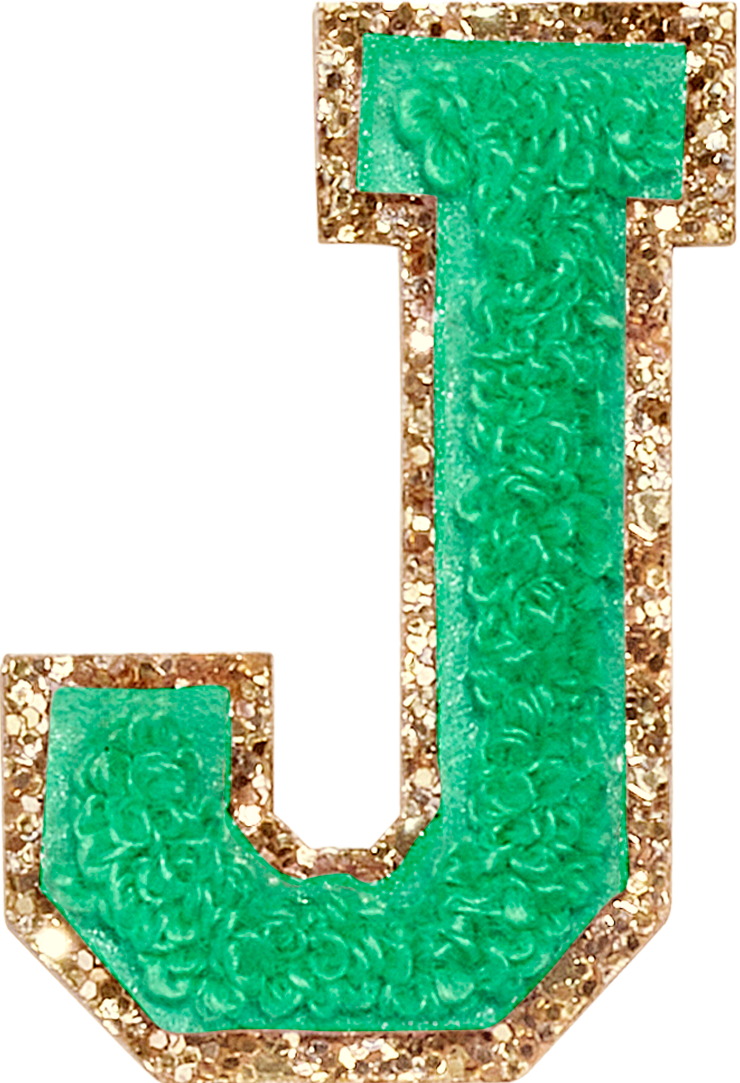 Avocado Glitter Varsity Letter Patches