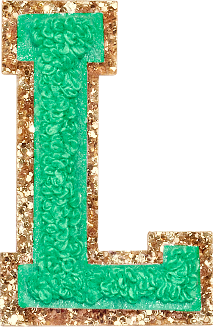 Avocado Glitter Varsity Letter Patches