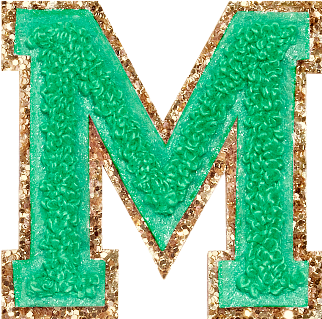 Avocado Glitter Varsity Letter Patches
