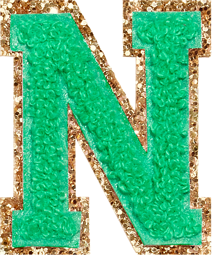 Avocado Glitter Varsity Letter Patches