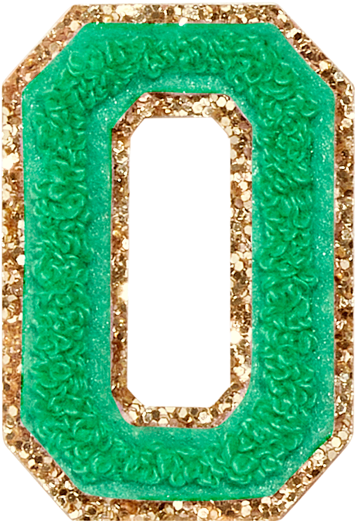 Avocado Glitter Varsity Letter Patches