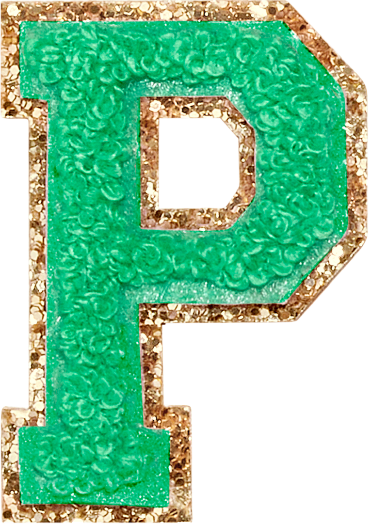 Avocado Glitter Varsity Letter Patches