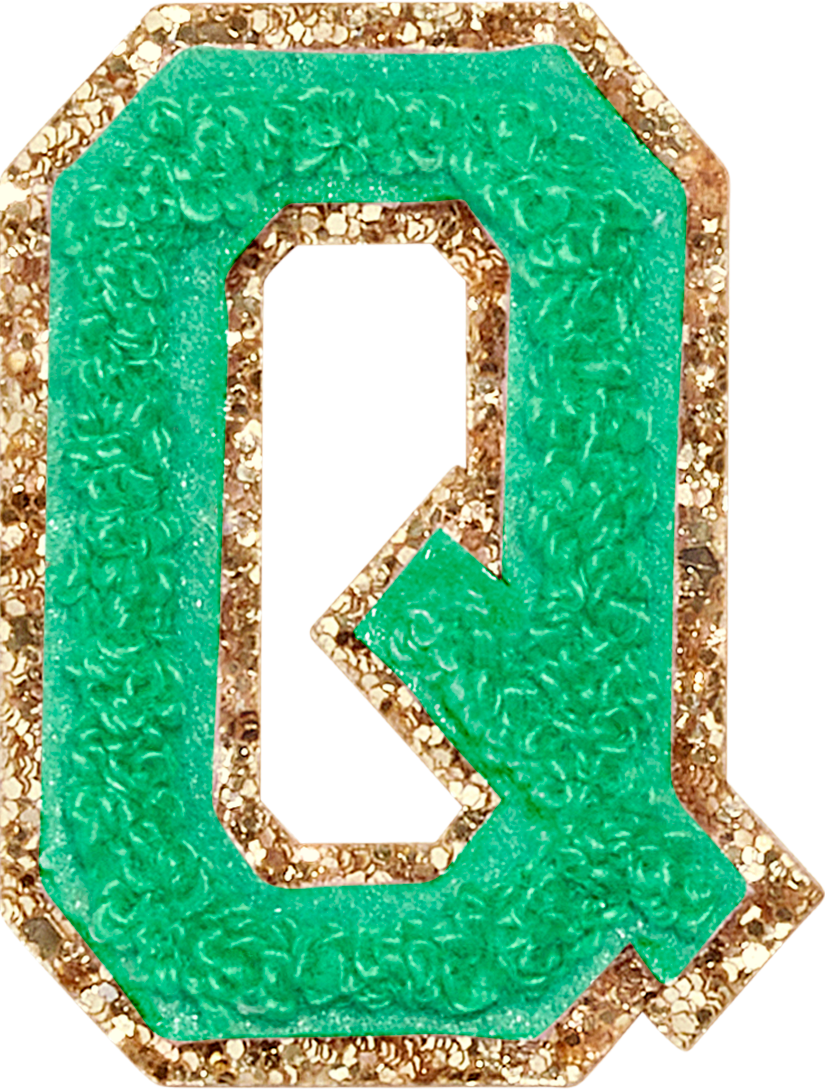 Avocado Glitter Varsity Letter Patches