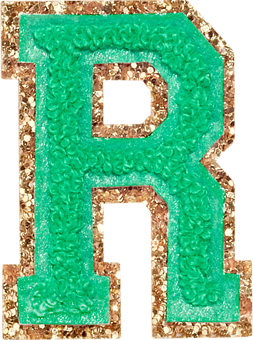 Avocado Glitter Varsity Letter Patches