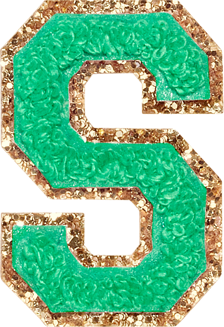 Avocado Glitter Varsity Letter Patches