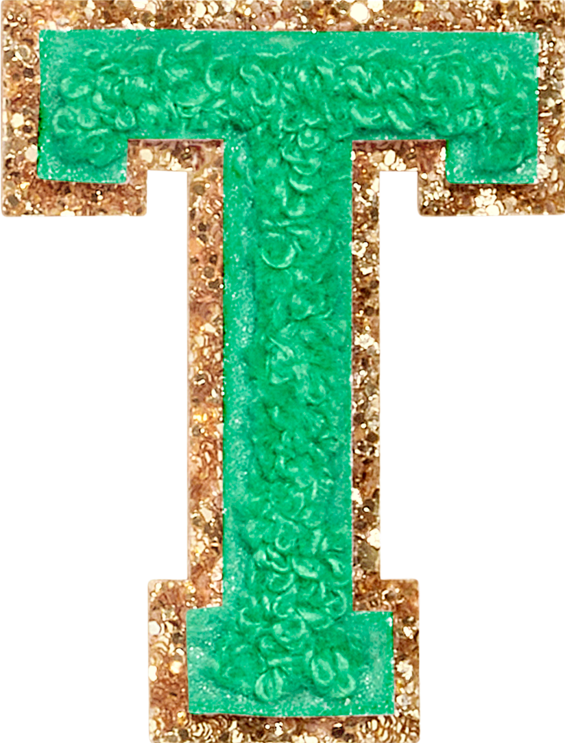 Avocado Glitter Varsity Letter Patches
