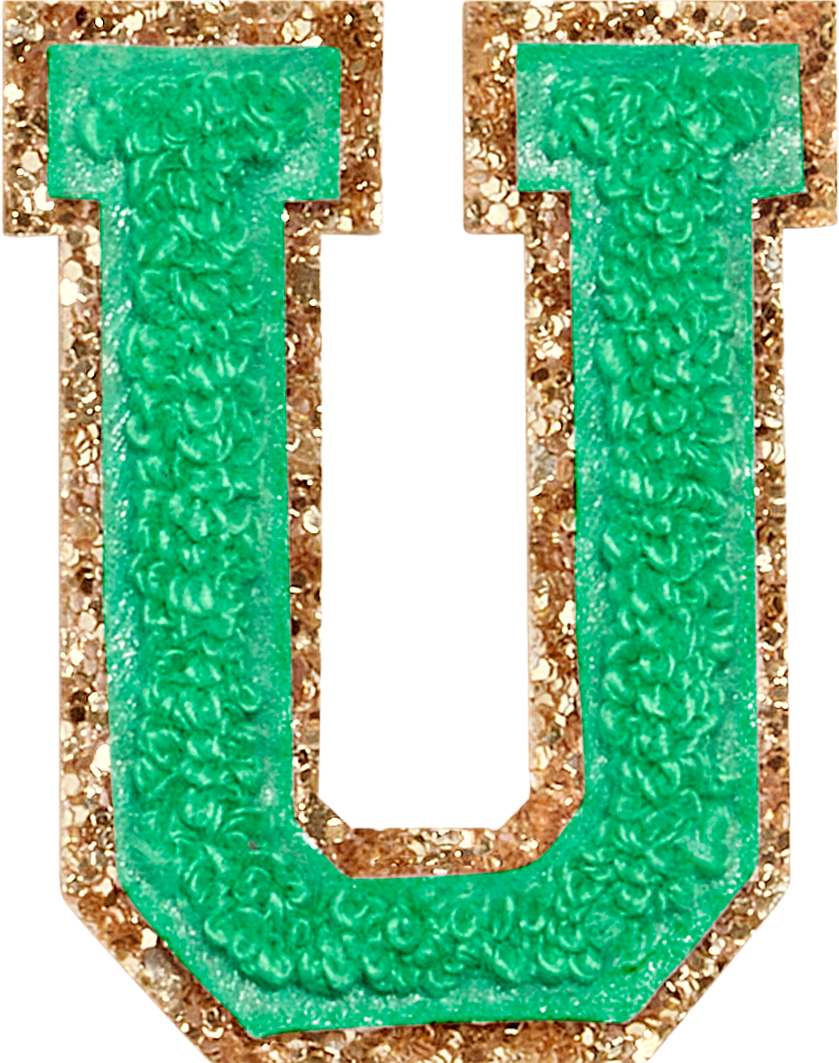 Avocado Glitter Varsity Letter Patches