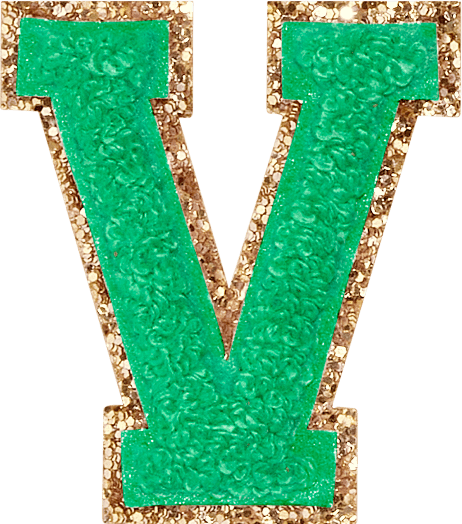 Avocado Glitter Varsity Letter Patches