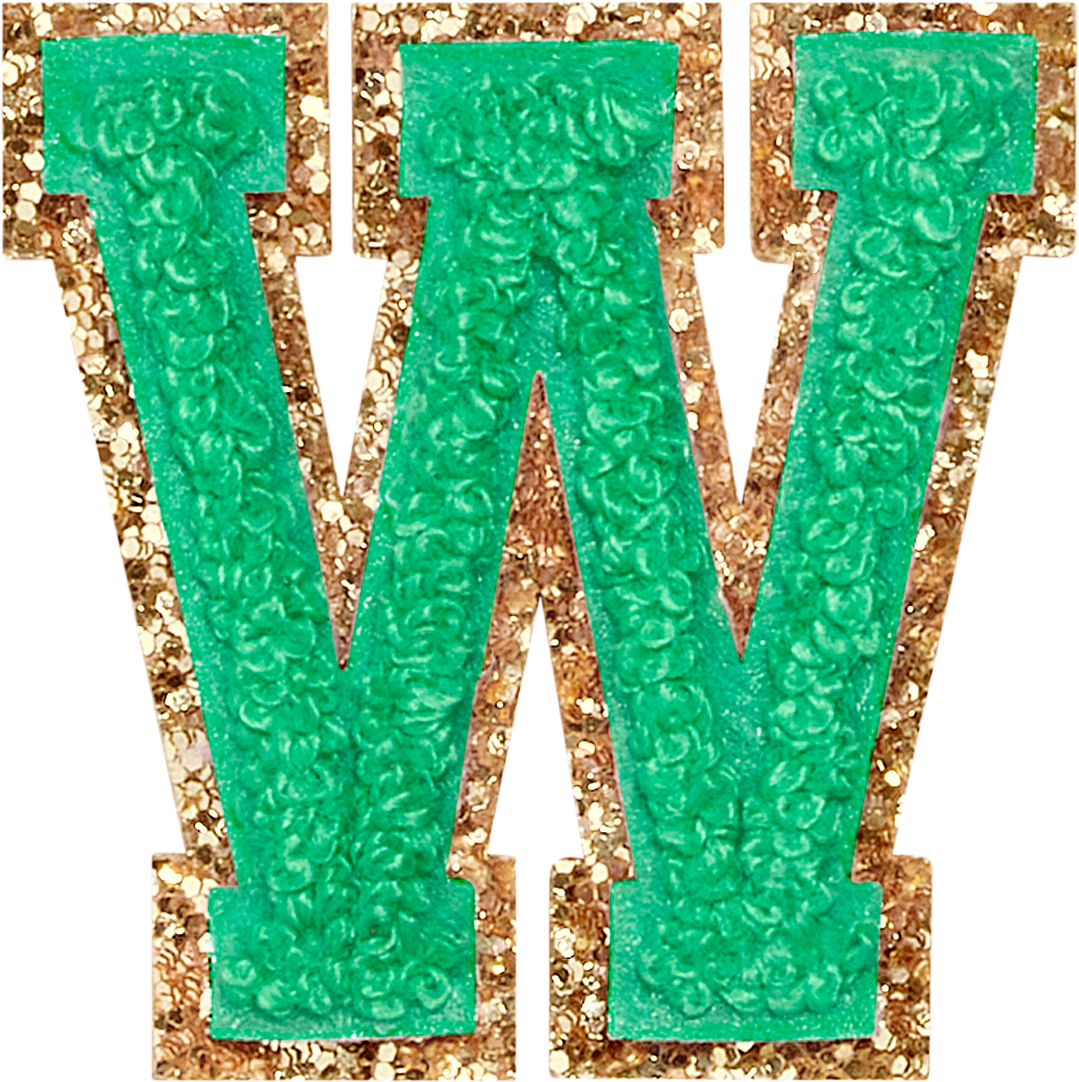 Avocado Glitter Varsity Letter Patches