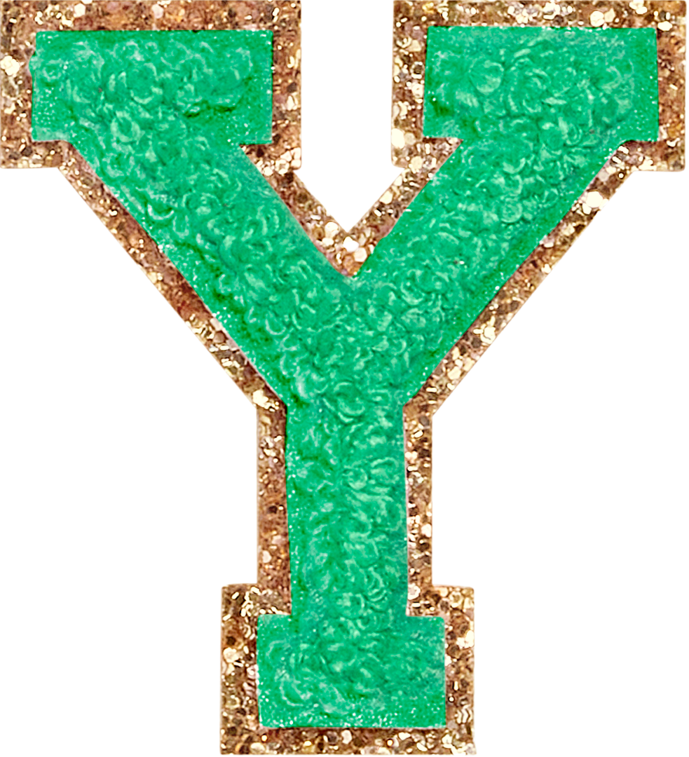 Avocado Glitter Varsity Letter Patches