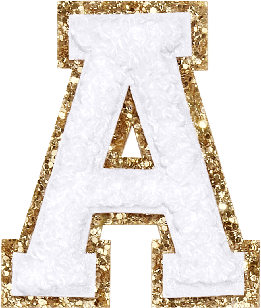 Blanc Glitter Varsity Letter Patch
