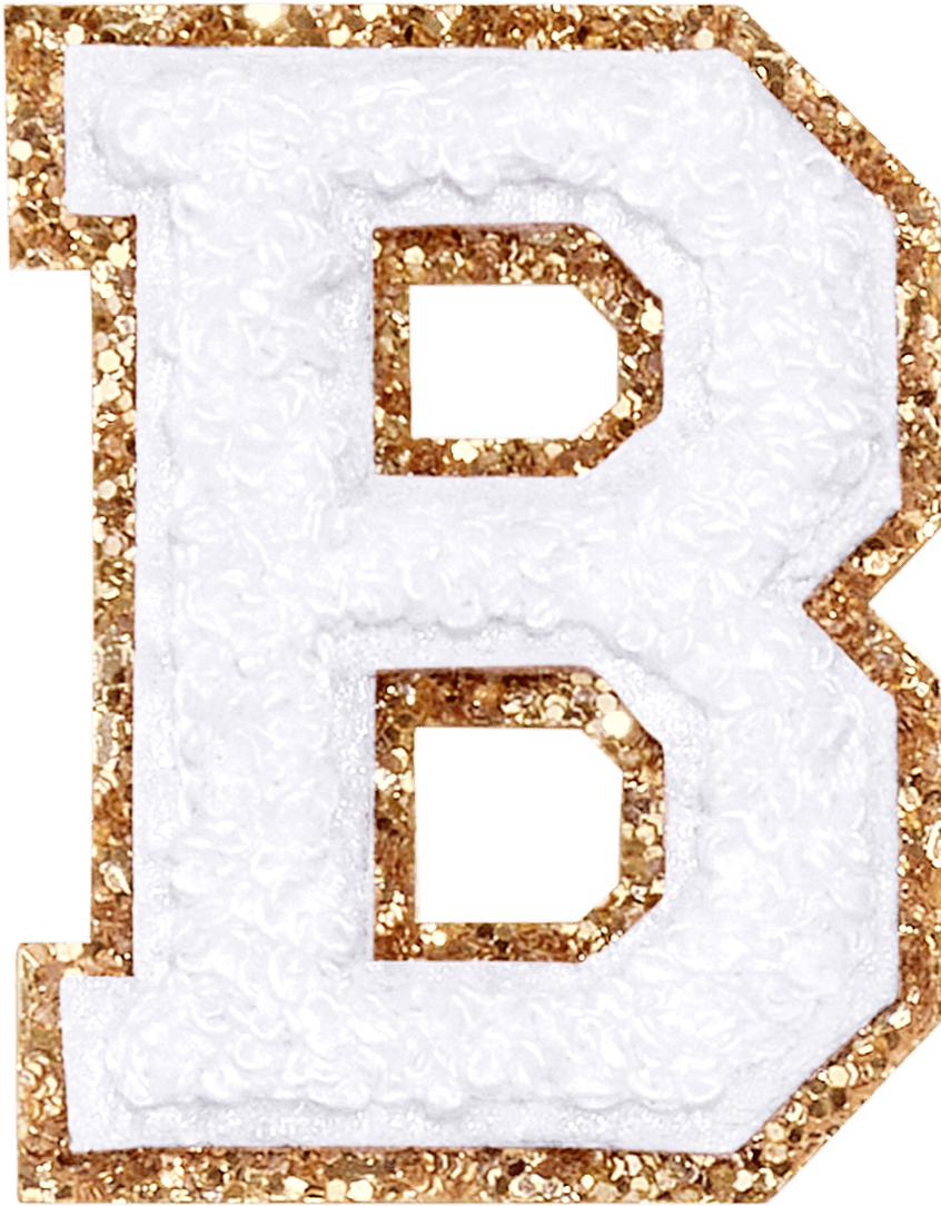 Blanc Glitter Varsity Letter Patch