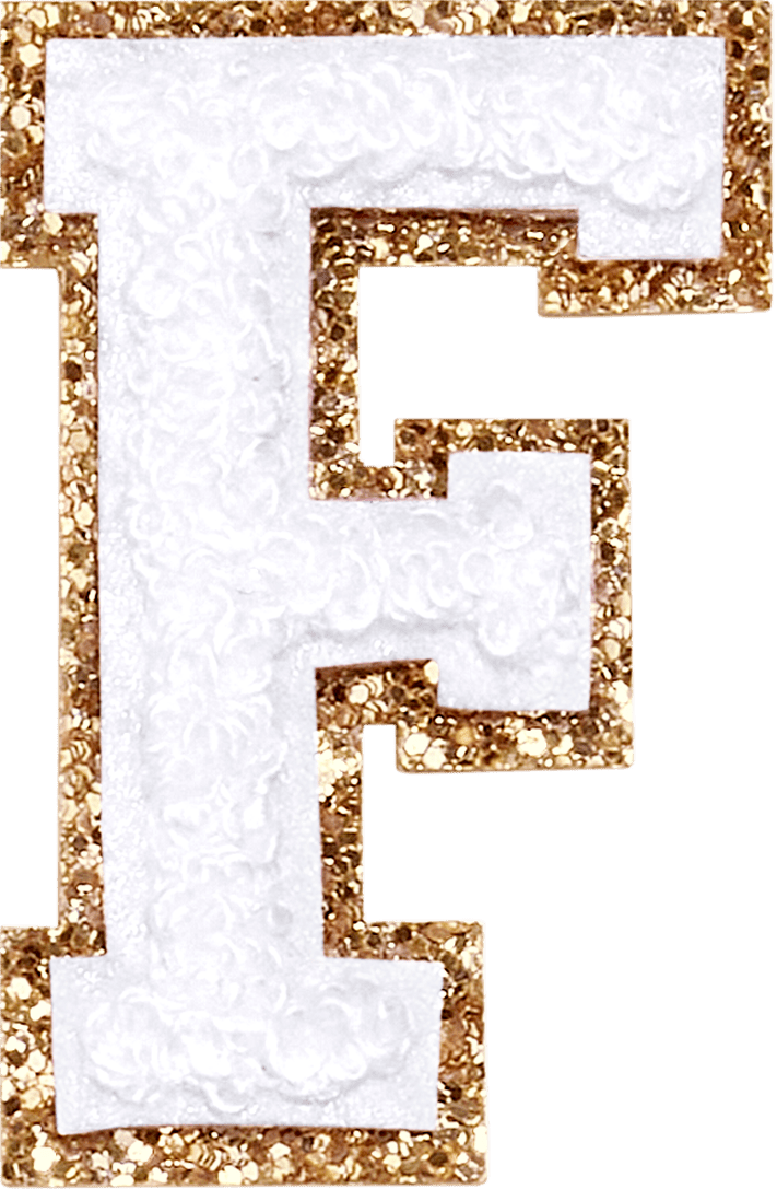 Blanc Glitter Varsity Letter Patch