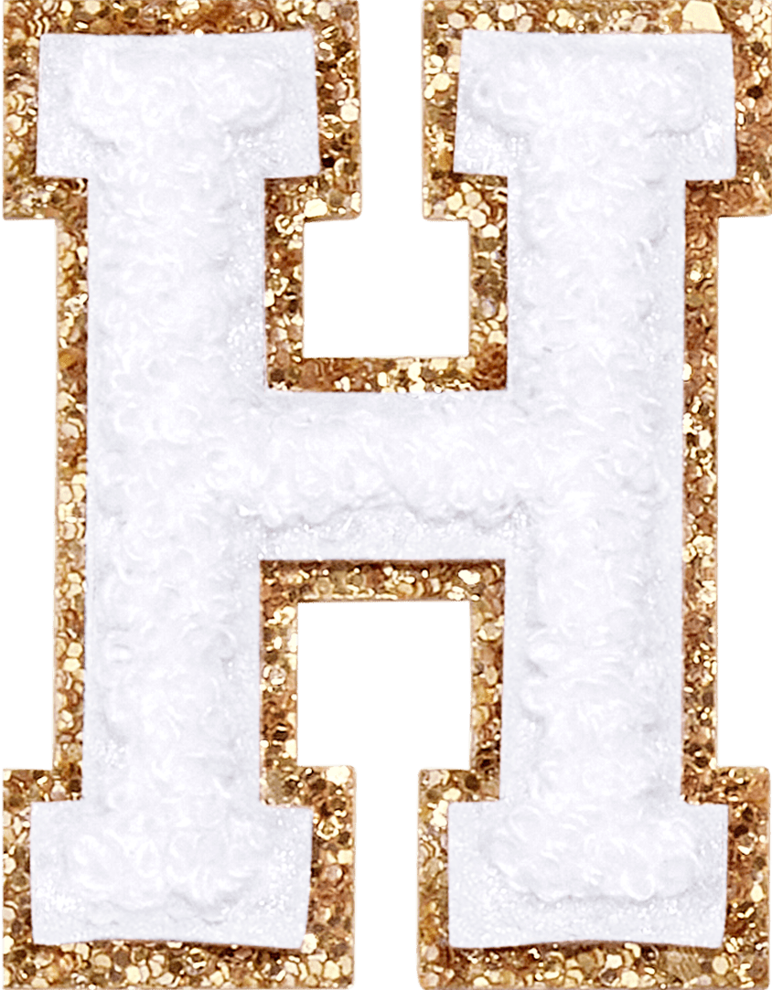 Blanc Glitter Varsity Letter Patch