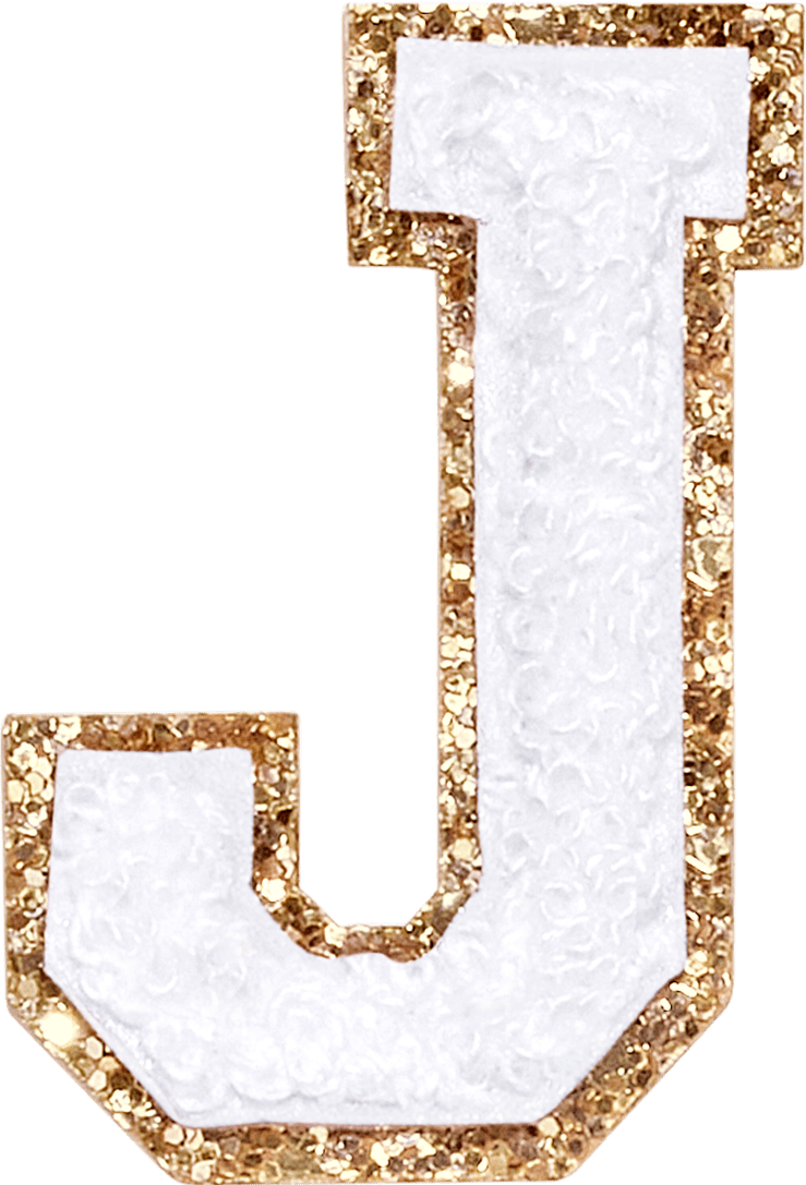 Blanc Glitter Varsity Letter Patch