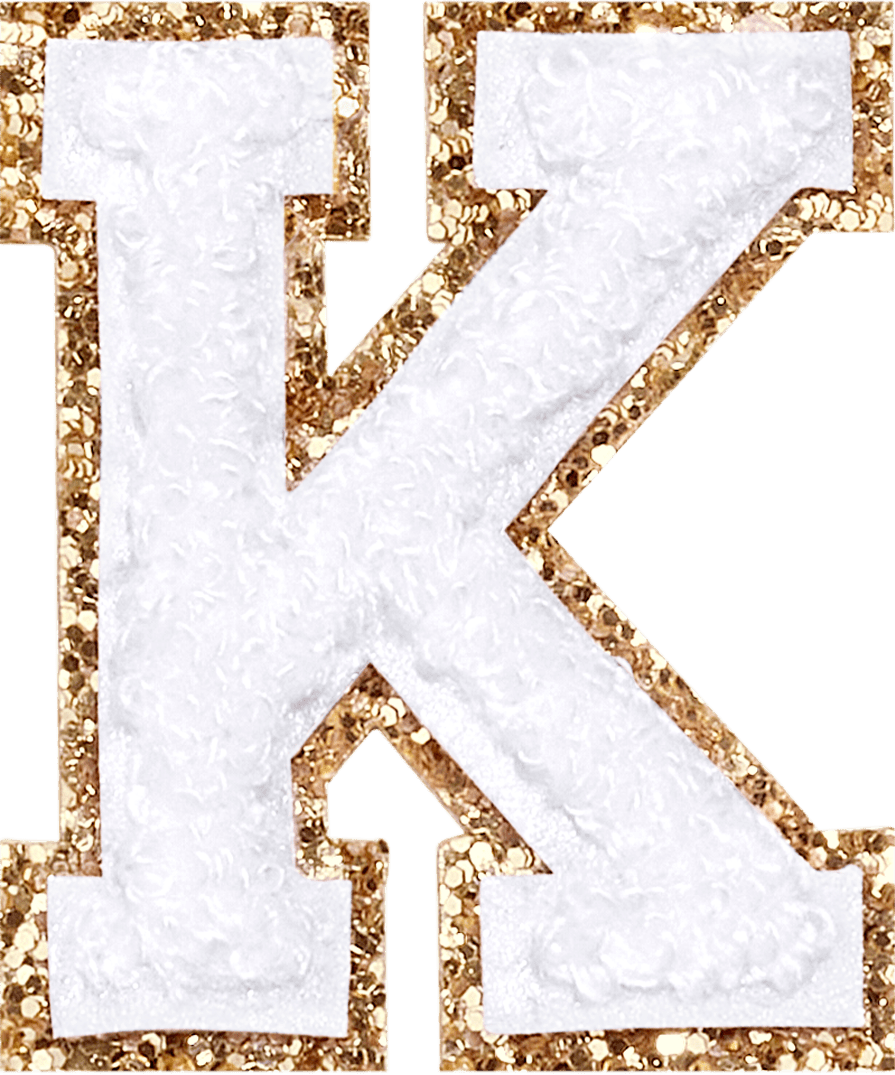 Blanc Glitter Varsity Letter Patch