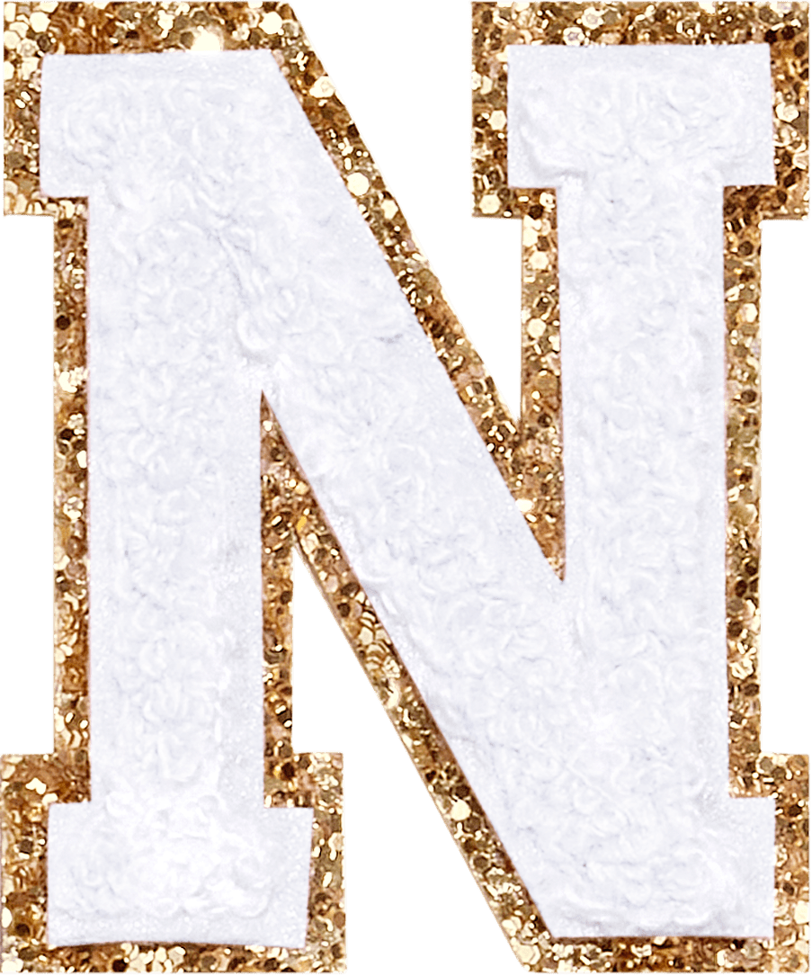Blanc Glitter Varsity Letter Patch
